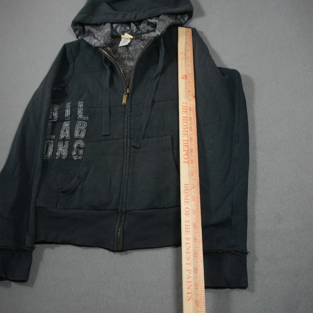 Y2K Billabong Satin Lined Damask Women Zip Up Hoodie S Skater Surfwear Faded